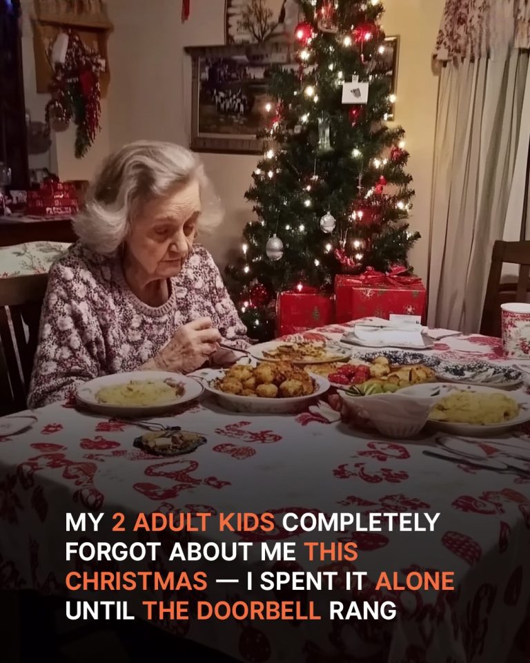 Elderly Woman Celebrates Christmas