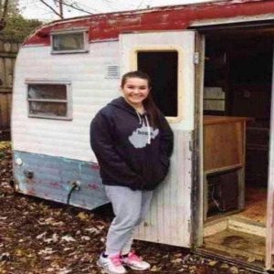A teenage girl paid barely $200 for an old caravan.
