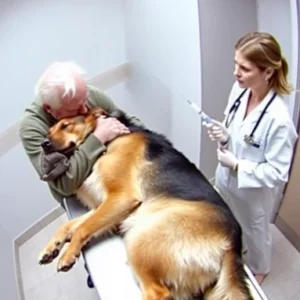 The dog shared one final embrace with his owner