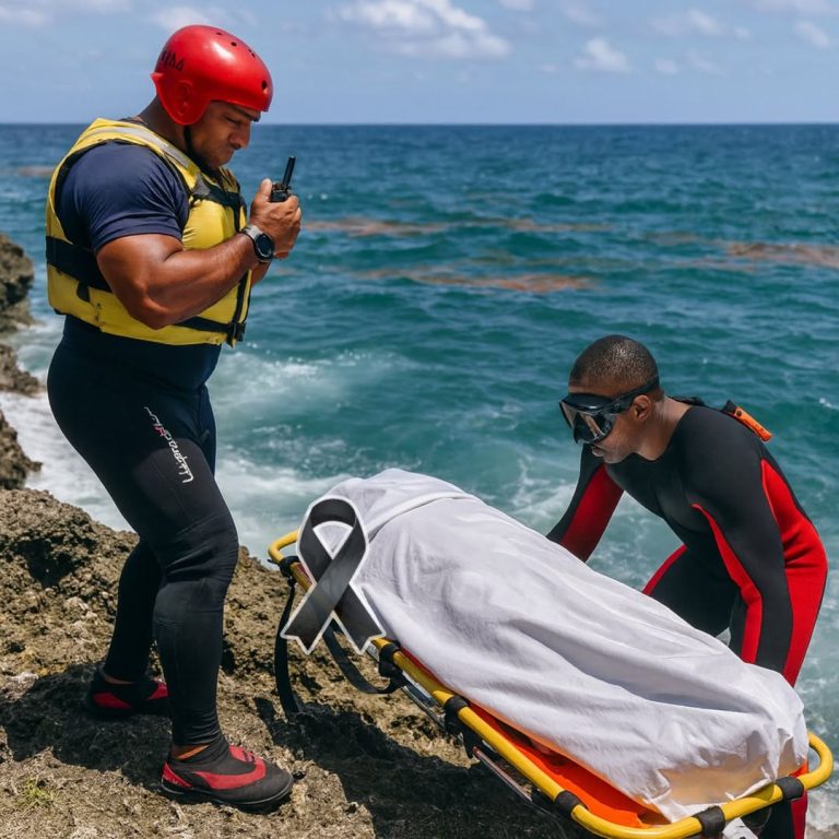Vehicle falls into the Caribbean Se