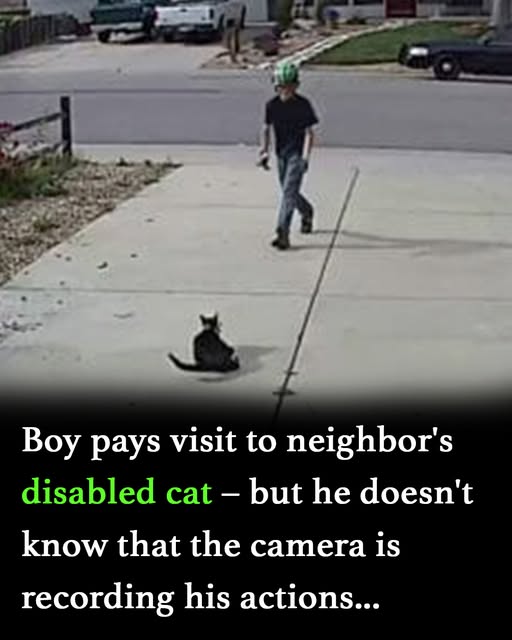 Boy approaches disabled cat – doesn’t realize
