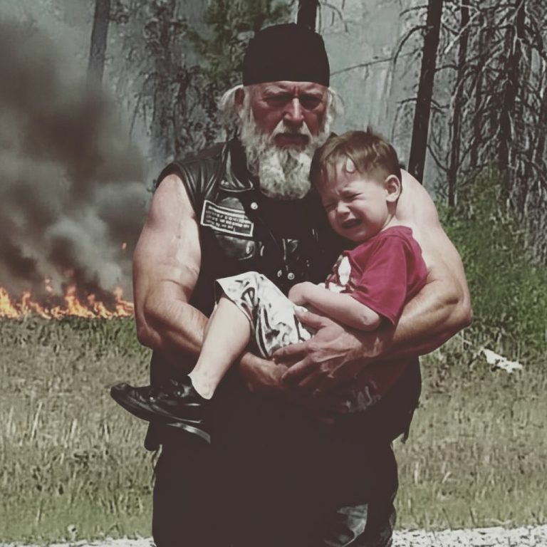 Biker Walked Through Fire Carrying Disabled Boy After