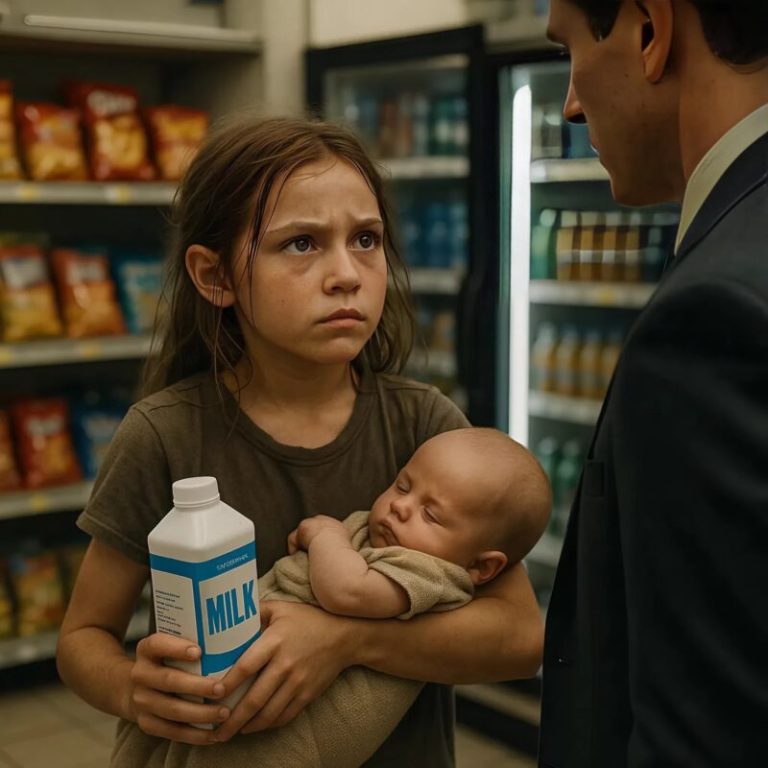 She was holding her little brother in her arms