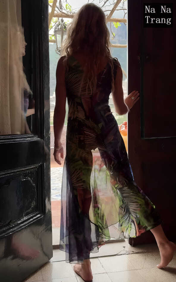 The separation between a woman’s legs