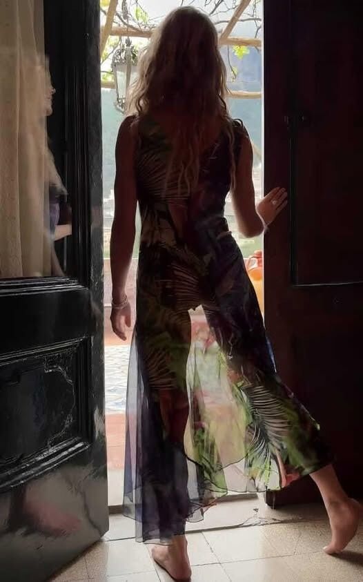 The separation between a womans legs