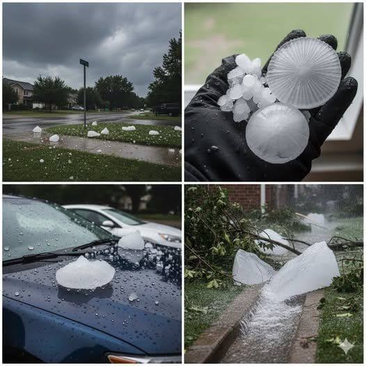 Giant hail recorded Tuesday evening