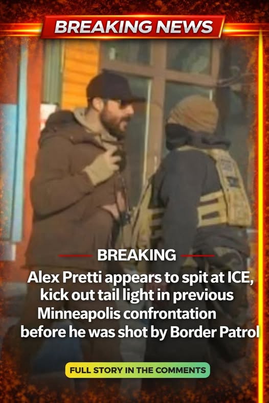 Alex Pretti appears to spit at ICE, kick out tail
