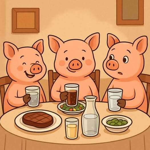 Three Little Pigs went out to dinner