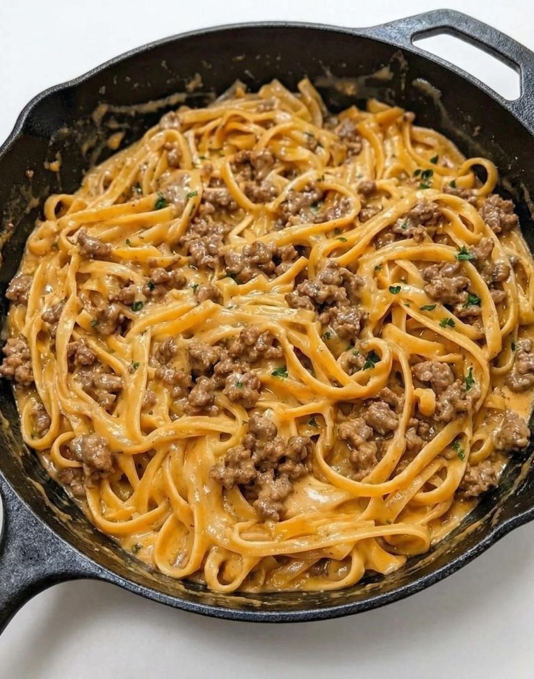 Creamy Garlic Butter Beef Pasta