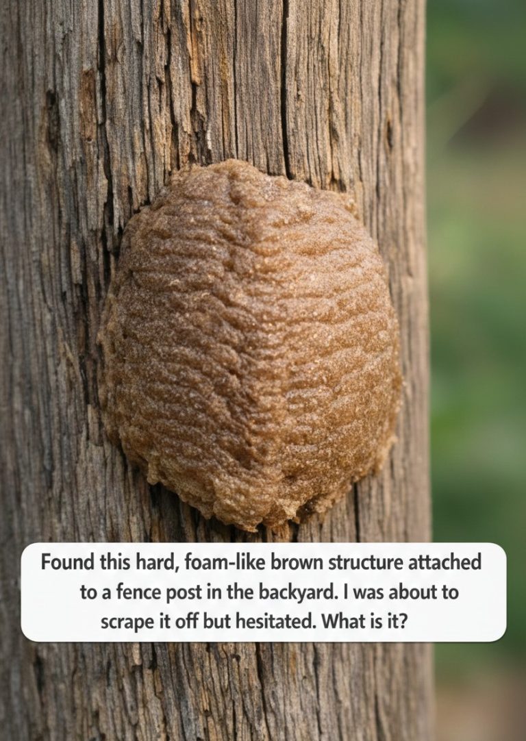 Found this hard, foam-like brown structure attached to